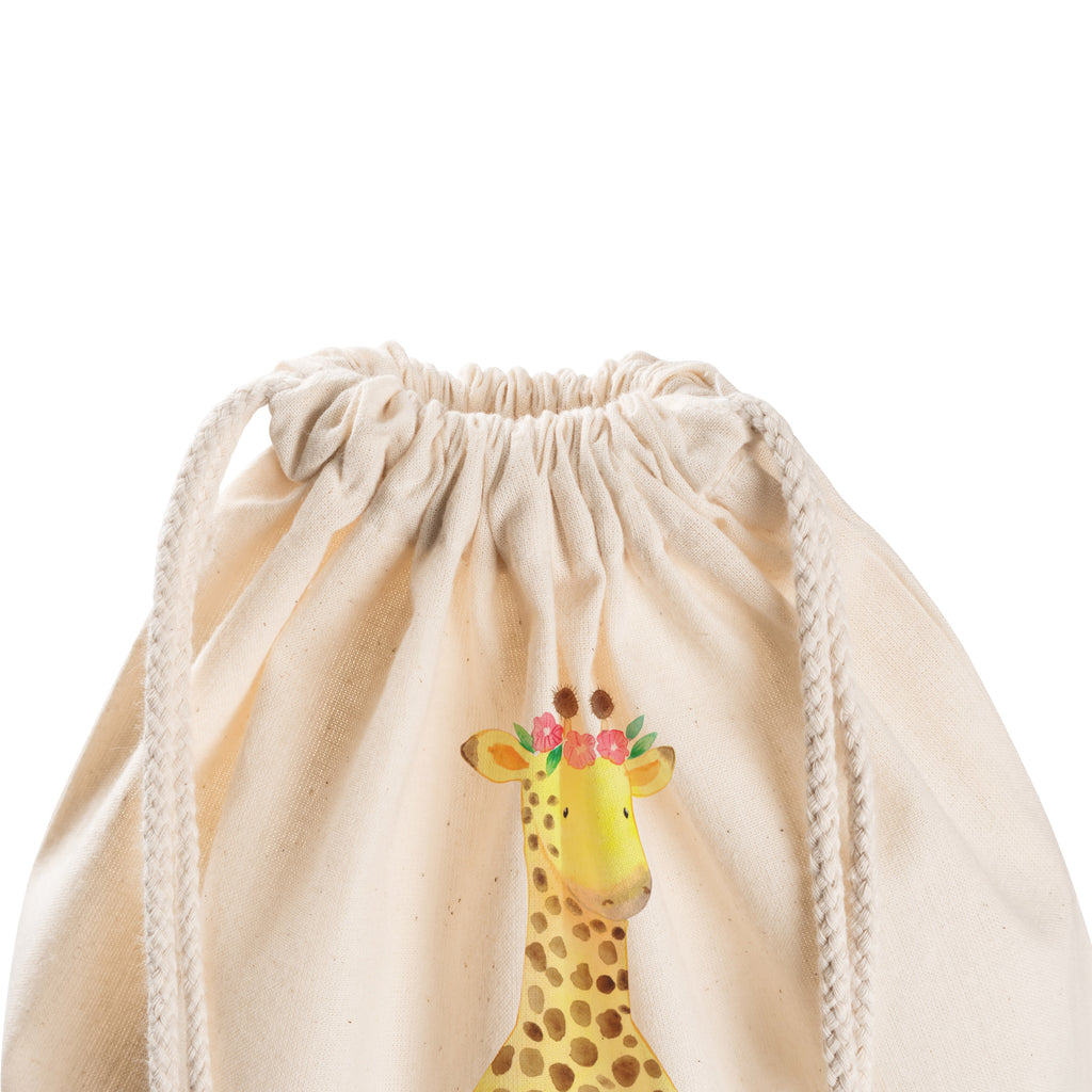 Sportbeutel Giraffe Blumenkranz Turnbeutel, Beutel, Sporttasche, Tasche, Stoffbeutel, Afrika, Wildtiere, Giraffe, Blumenkranz, Abenteurer, Selbstliebe, Freundin