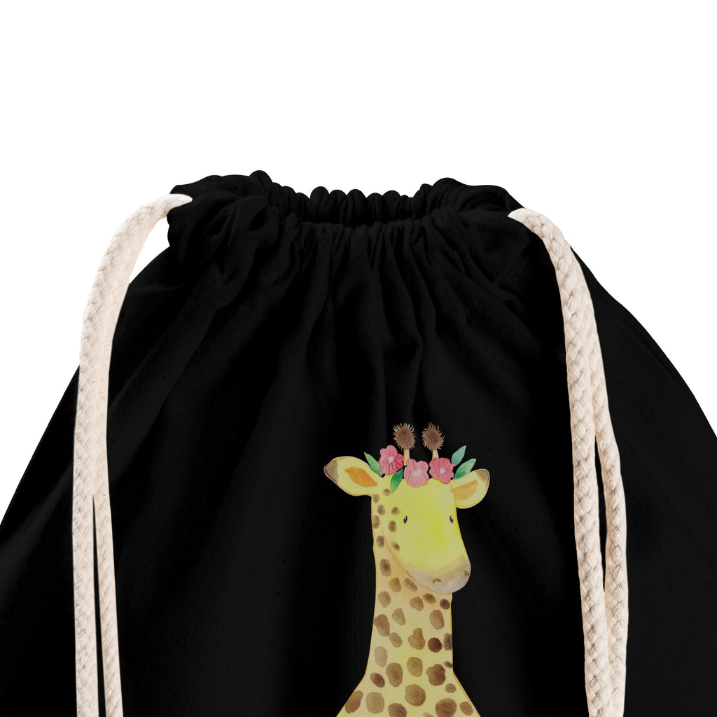 Sportbeutel Giraffe Blumenkranz Turnbeutel, Beutel, Sporttasche, Tasche, Stoffbeutel, Afrika, Wildtiere, Giraffe, Blumenkranz, Abenteurer, Selbstliebe, Freundin
