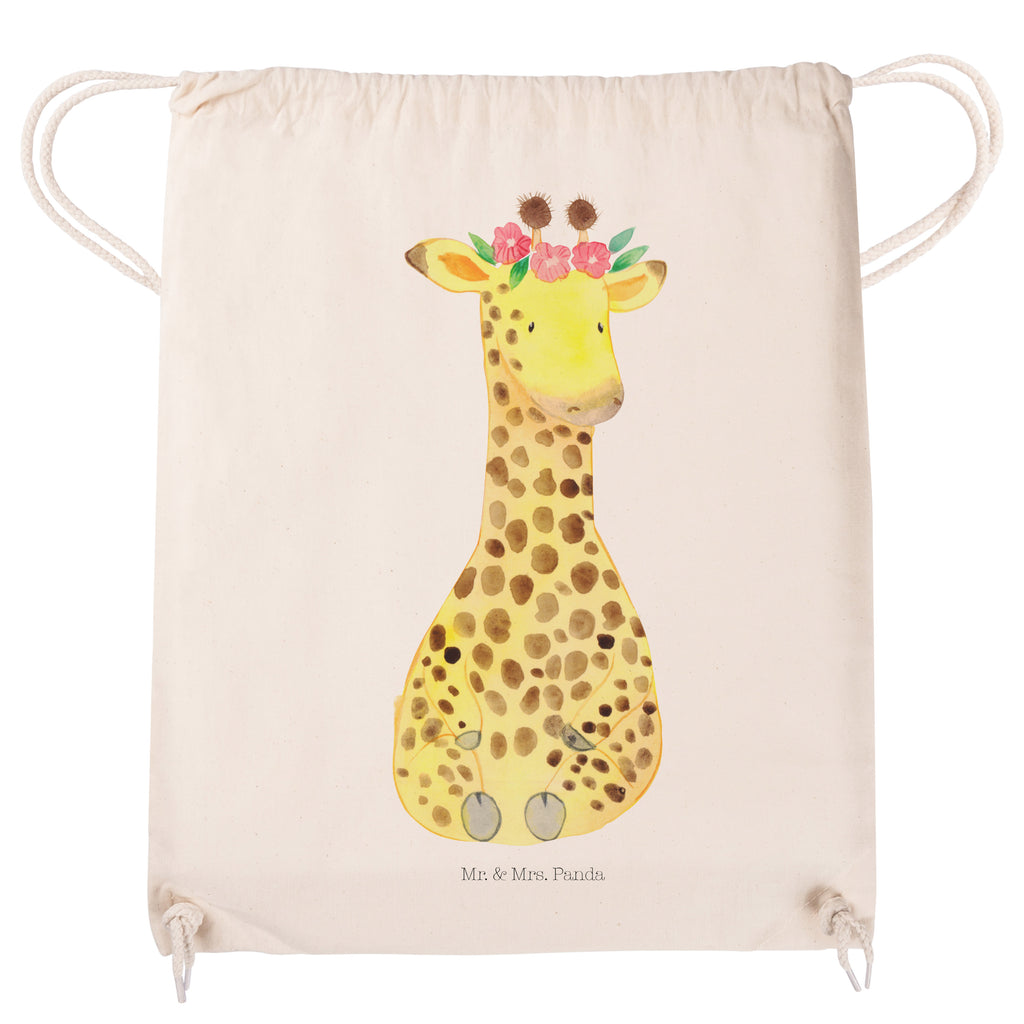 Sportbeutel Giraffe Blumenkranz Turnbeutel, Beutel, Sporttasche, Tasche, Stoffbeutel, Afrika, Wildtiere, Giraffe, Blumenkranz, Abenteurer, Selbstliebe, Freundin