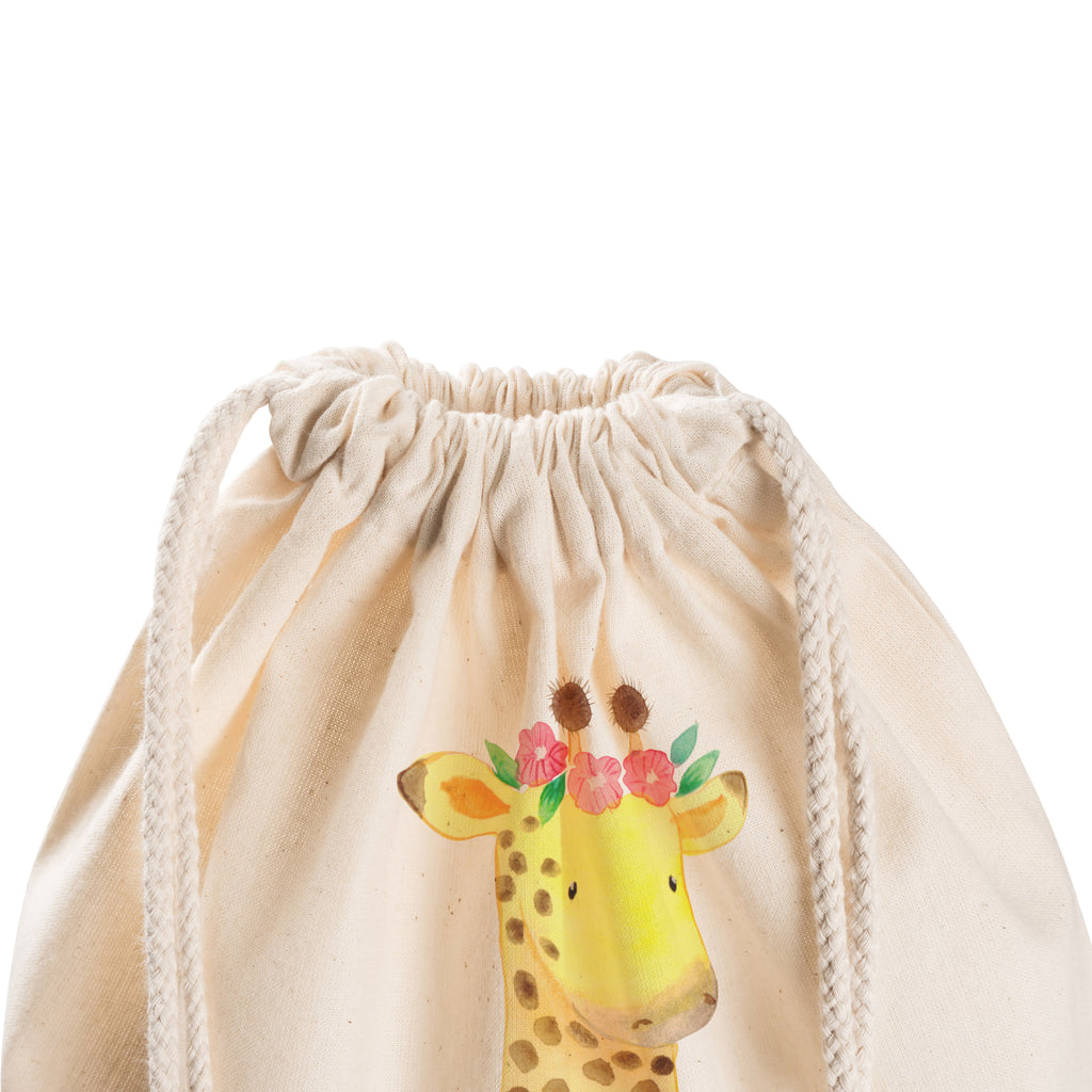 Sportbeutel Giraffe Blumenkranz Turnbeutel, Beutel, Sporttasche, Tasche, Stoffbeutel, Afrika, Wildtiere, Giraffe, Blumenkranz, Abenteurer, Selbstliebe, Freundin