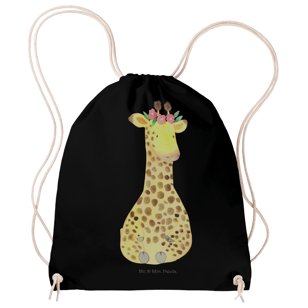 Sportbeutel Giraffe Blumenkranz Turnbeutel, Beutel, Sporttasche, Tasche, Stoffbeutel, Afrika, Wildtiere, Giraffe, Blumenkranz, Abenteurer, Selbstliebe, Freundin