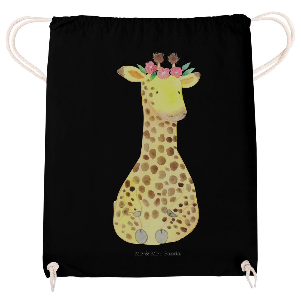 Sportbeutel Giraffe Blumenkranz Turnbeutel, Beutel, Sporttasche, Tasche, Stoffbeutel, Afrika, Wildtiere, Giraffe, Blumenkranz, Abenteurer, Selbstliebe, Freundin