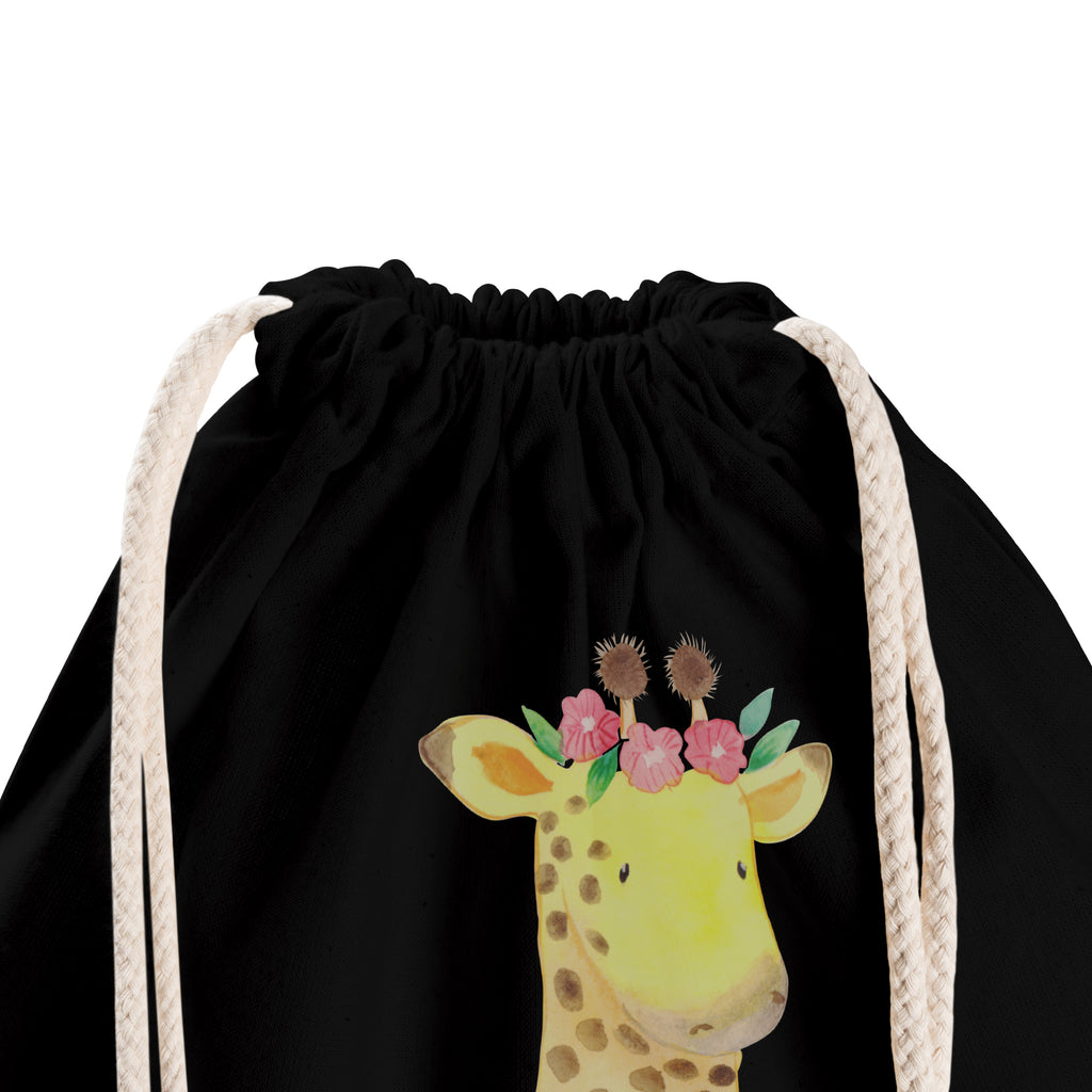 Sportbeutel Giraffe Blumenkranz Turnbeutel, Beutel, Sporttasche, Tasche, Stoffbeutel, Afrika, Wildtiere, Giraffe, Blumenkranz, Abenteurer, Selbstliebe, Freundin