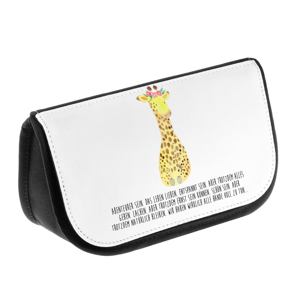 Kosmetiktasche Giraffe Blumenkranz Kosmetikbeutel, Kulturtasche, Kulturbeutel, Schminktasche, Make-Up Tasche, Afrika, Wildtiere, Giraffe, Blumenkranz, Abenteurer, Selbstliebe, Freundin