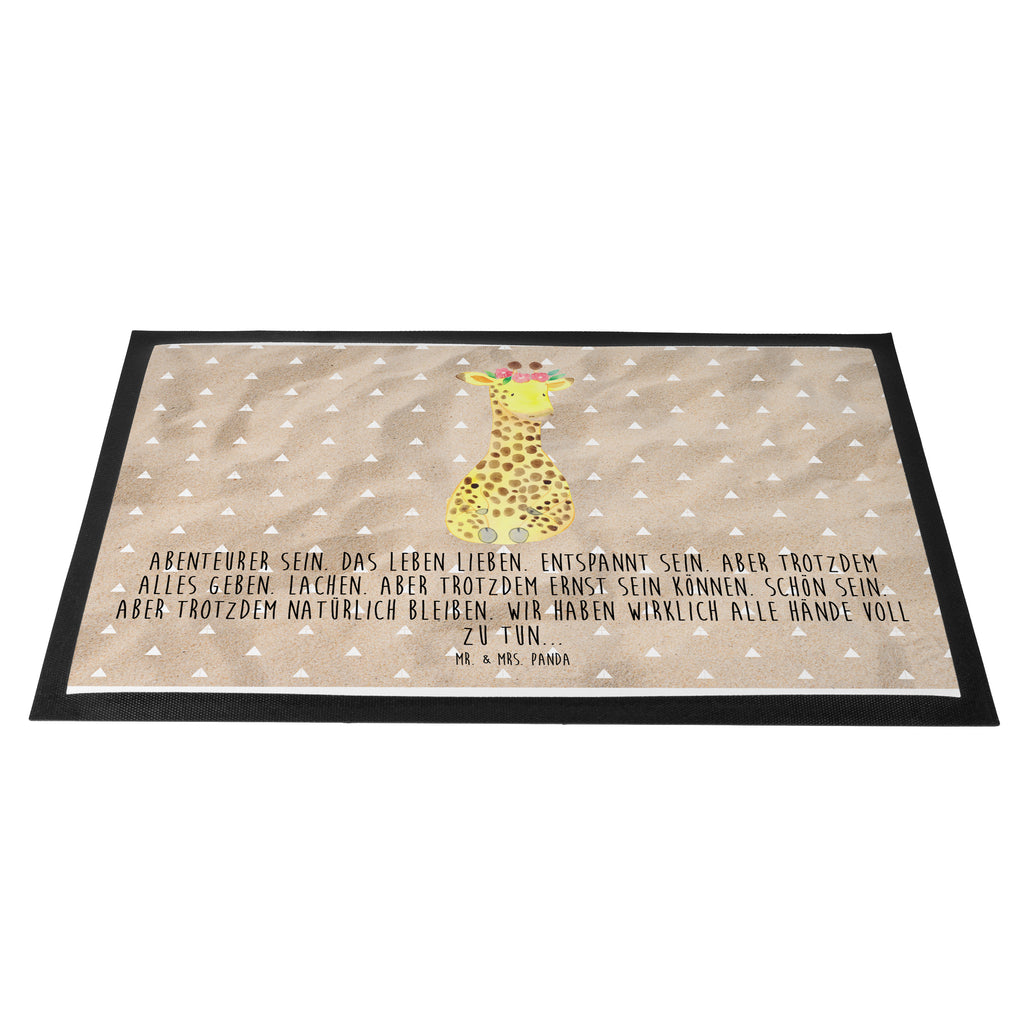 Fußmatte Giraffe Blumenkranz Giraffe, Blumenkranz, Abenteurer, Selbstliebe, Freundin Türvorleger, Schmutzmatte, Fußabtreter, Matte, Schmutzfänger, Fußabstreifer, Schmutzfangmatte, Türmatte, Motivfußmatte,  Haustürmatte, Vorleger  Afrika, Wildtiere