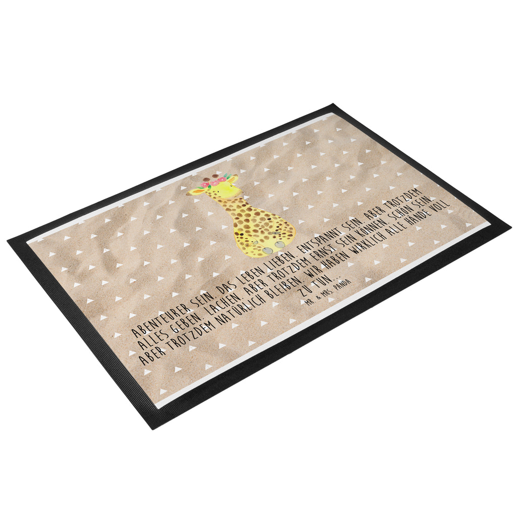 Fußmatte Giraffe Blumenkranz Giraffe, Blumenkranz, Abenteurer, Selbstliebe, Freundin Türvorleger, Schmutzmatte, Fußabtreter, Matte, Schmutzfänger, Fußabstreifer, Schmutzfangmatte, Türmatte, Motivfußmatte,  Haustürmatte, Vorleger  Afrika, Wildtiere