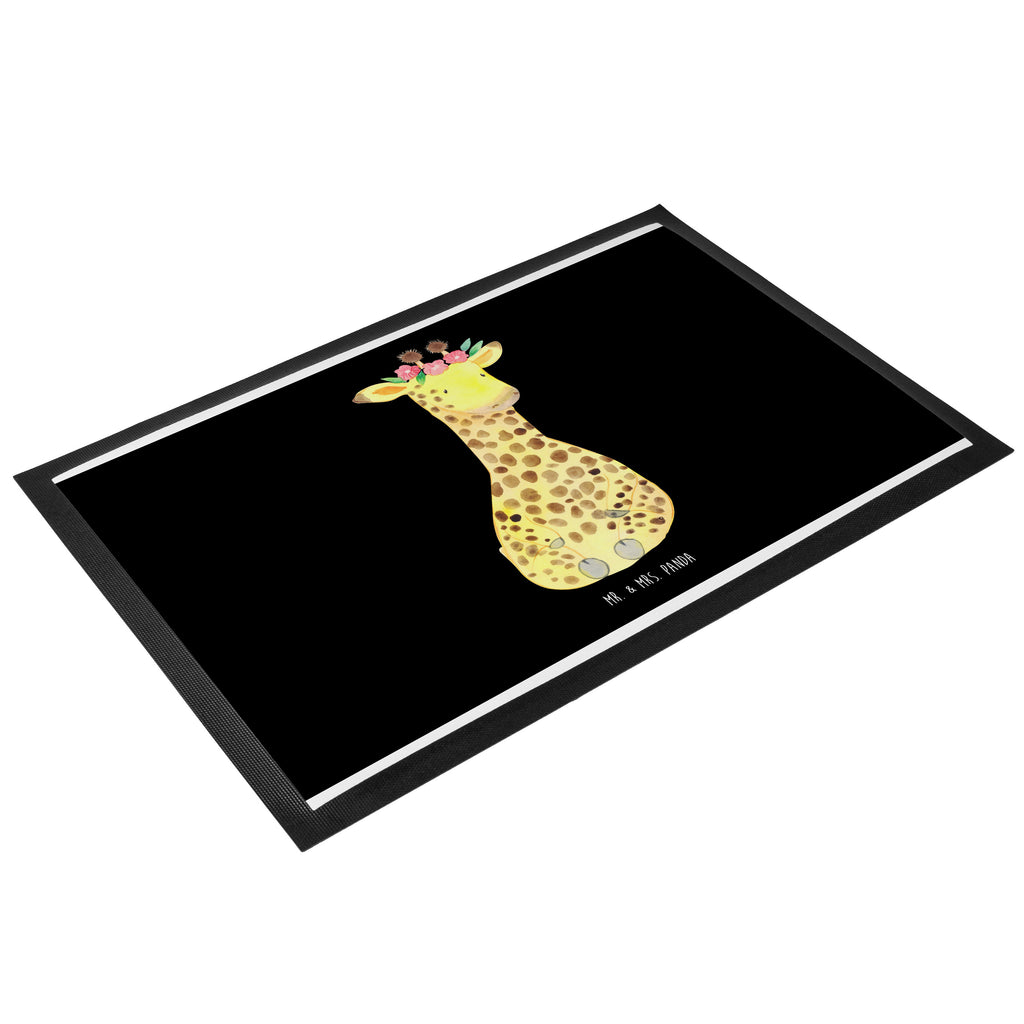 Fußmatte Giraffe Blumenkranz Giraffe, Blumenkranz, Abenteurer, Selbstliebe, Freundin Türvorleger, Schmutzmatte, Fußabtreter, Matte, Schmutzfänger, Fußabstreifer, Schmutzfangmatte, Türmatte, Motivfußmatte,  Haustürmatte, Vorleger  Afrika, Wildtiere