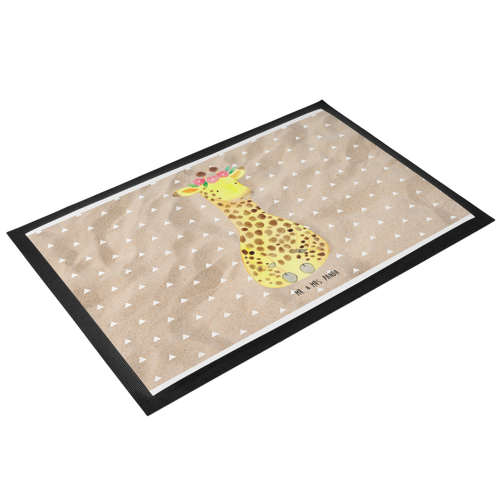 Fußmatte Giraffe Blumenkranz Giraffe, Blumenkranz, Abenteurer, Selbstliebe, Freundin Türvorleger, Schmutzmatte, Fußabtreter, Matte, Schmutzfänger, Fußabstreifer, Schmutzfangmatte, Türmatte, Motivfußmatte,  Haustürmatte, Vorleger  Afrika, Wildtiere
