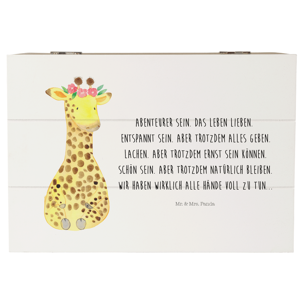Holzkiste Giraffe Blumenkranz Holzkiste, Kiste, Schatzkiste, Truhe, Schatulle, XXL, Erinnerungsbox, Erinnerungskiste, Dekokiste, Aufbewahrungsbox, Afrika, Wildtiere, Giraffe, Blumenkranz, Abenteurer, Selbstliebe, Freundin
