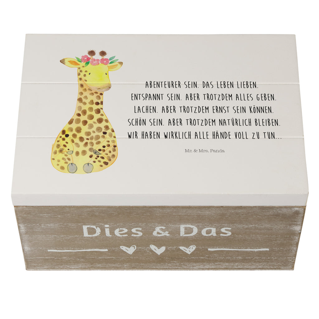 Holzkiste Giraffe Blumenkranz Holzkiste, Kiste, Schatzkiste, Truhe, Schatulle, XXL, Erinnerungsbox, Erinnerungskiste, Dekokiste, Aufbewahrungsbox, Afrika, Wildtiere, Giraffe, Blumenkranz, Abenteurer, Selbstliebe, Freundin