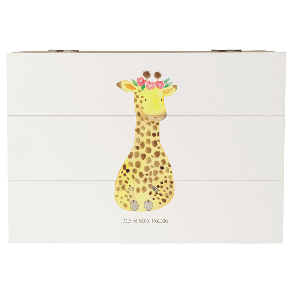 Holzkiste Giraffe Blumenkranz Holzkiste, Kiste, Schatzkiste, Truhe, Schatulle, XXL, Erinnerungsbox, Erinnerungskiste, Dekokiste, Aufbewahrungsbox, Afrika, Wildtiere, Giraffe, Blumenkranz, Abenteurer, Selbstliebe, Freundin