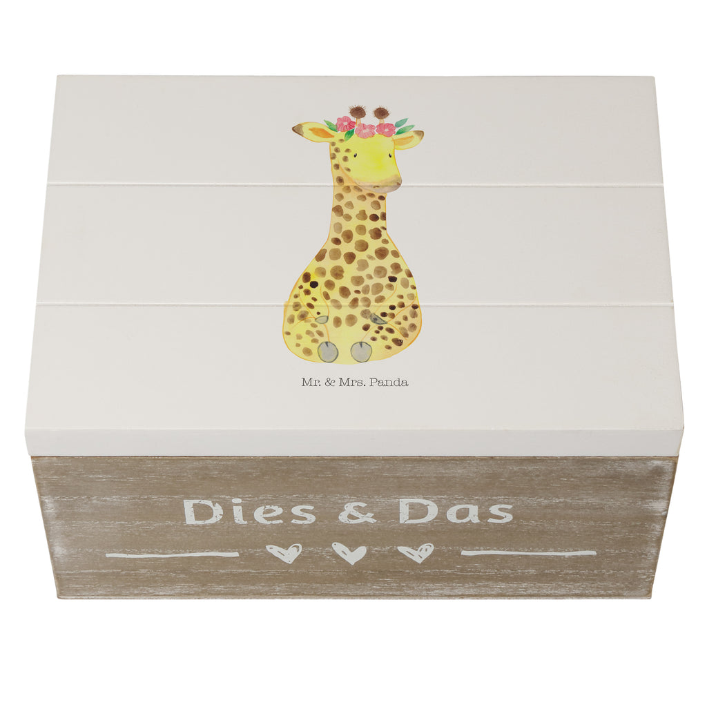 Holzkiste Giraffe Blumenkranz Holzkiste, Kiste, Schatzkiste, Truhe, Schatulle, XXL, Erinnerungsbox, Erinnerungskiste, Dekokiste, Aufbewahrungsbox, Afrika, Wildtiere, Giraffe, Blumenkranz, Abenteurer, Selbstliebe, Freundin