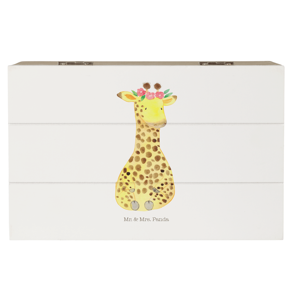 Holzkiste Giraffe Blumenkranz Holzkiste, Kiste, Schatzkiste, Truhe, Schatulle, XXL, Erinnerungsbox, Erinnerungskiste, Dekokiste, Aufbewahrungsbox, Afrika, Wildtiere, Giraffe, Blumenkranz, Abenteurer, Selbstliebe, Freundin