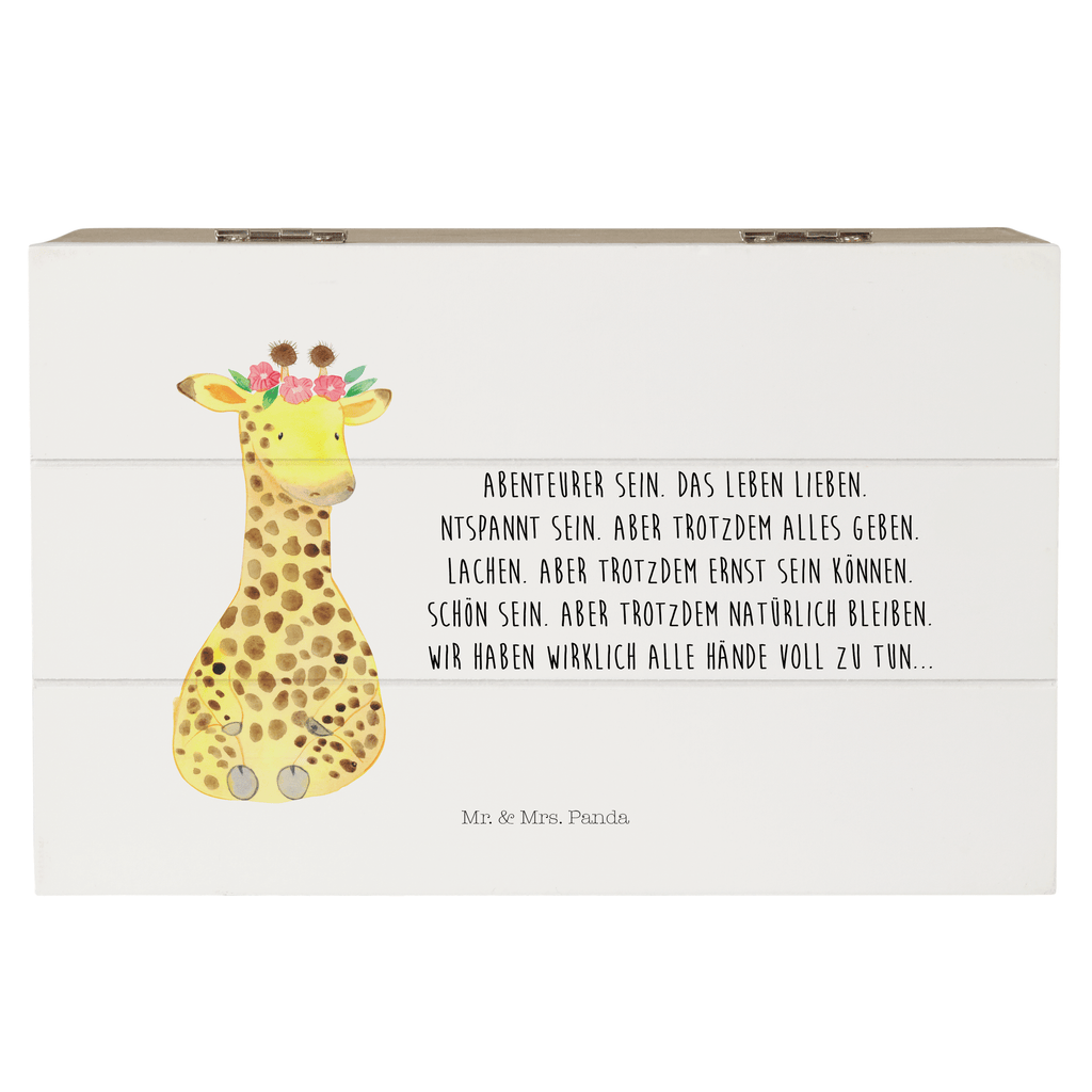 Holzkiste Giraffe Blumenkranz Holzkiste, Kiste, Schatzkiste, Truhe, Schatulle, XXL, Erinnerungsbox, Erinnerungskiste, Dekokiste, Aufbewahrungsbox, Afrika, Wildtiere, Giraffe, Blumenkranz, Abenteurer, Selbstliebe, Freundin