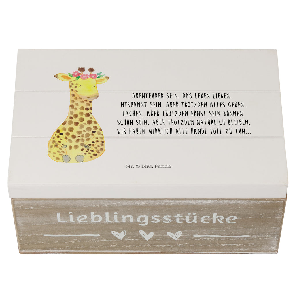 Holzkiste Giraffe Blumenkranz Holzkiste, Kiste, Schatzkiste, Truhe, Schatulle, XXL, Erinnerungsbox, Erinnerungskiste, Dekokiste, Aufbewahrungsbox, Afrika, Wildtiere, Giraffe, Blumenkranz, Abenteurer, Selbstliebe, Freundin