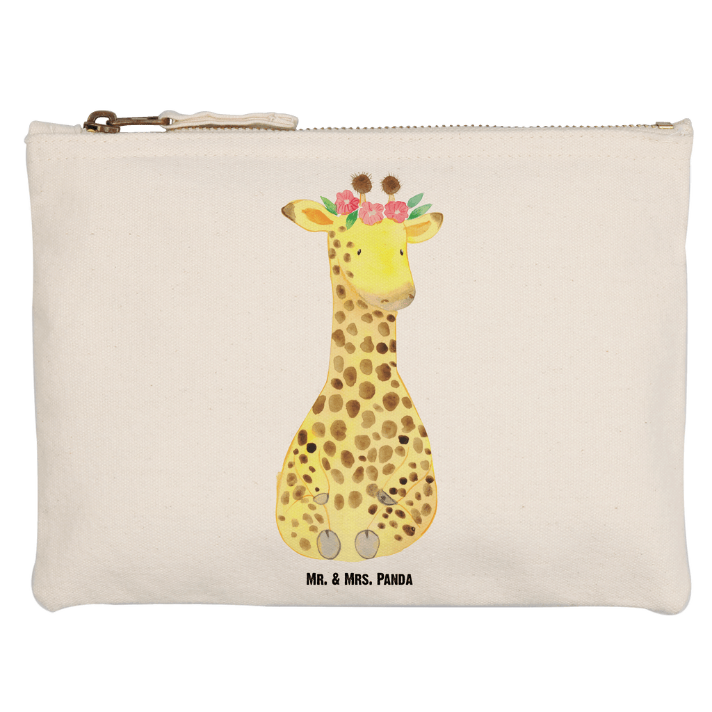 Schminktasche Giraffe Blumenkranz Schminktasche, Kosmetiktasche, Kosmetikbeutel, Stiftemäppchen, Etui, Federmappe, Makeup, XXL, Schminketui, Kosmetiketui, Schlamperetui, Afrika, Wildtiere, Giraffe, Blumenkranz, Abenteurer, Selbstliebe, Freundin
