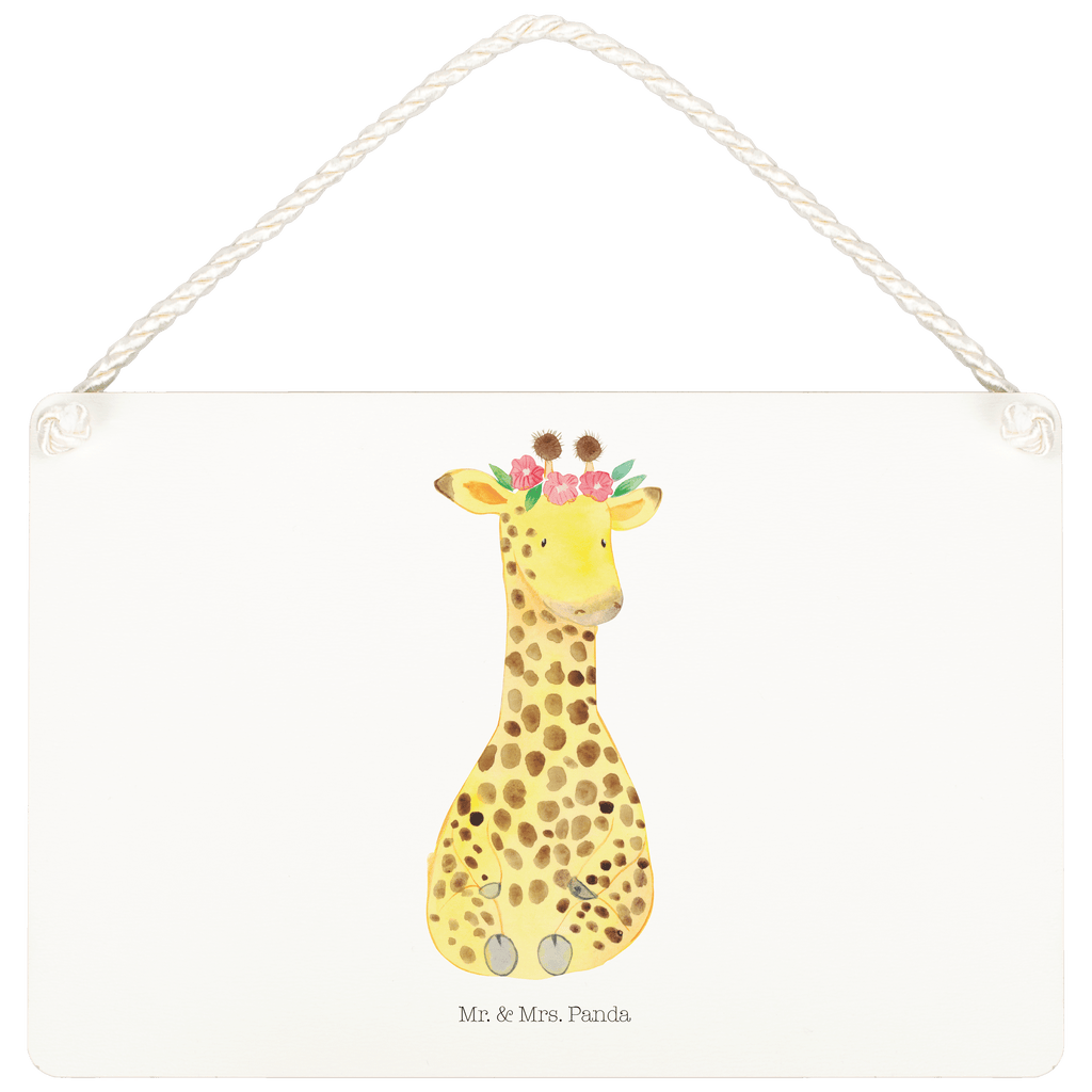 Deko Schild Giraffe Blumenkranz Dekoschild, Deko Schild, Schild, Tür Schild, Türschild, Holzschild, Wandschild, Wanddeko, Afrika, Wildtiere, Giraffe, Blumenkranz, Abenteurer, Selbstliebe, Freundin