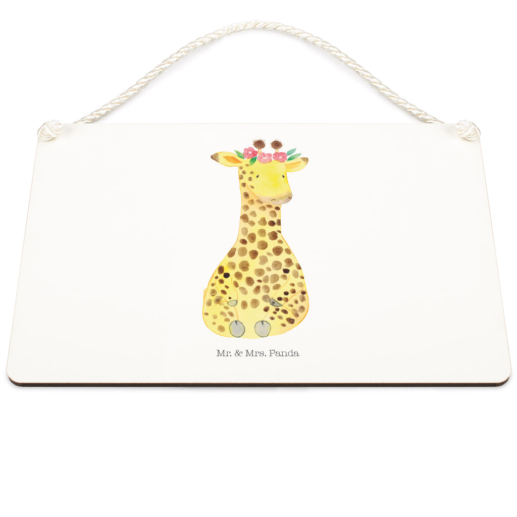 Deko Schild Giraffe Blumenkranz Dekoschild, Deko Schild, Schild, Tür Schild, Türschild, Holzschild, Wandschild, Wanddeko, Afrika, Wildtiere, Giraffe, Blumenkranz, Abenteurer, Selbstliebe, Freundin
