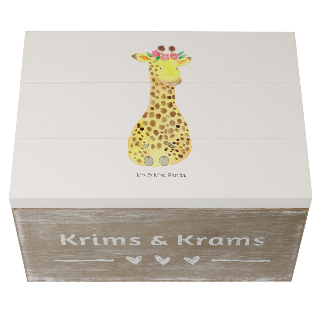 Holzkiste Giraffe Blumenkranz Holzkiste, Kiste, Schatzkiste, Truhe, Schatulle, XXL, Erinnerungsbox, Erinnerungskiste, Dekokiste, Aufbewahrungsbox, Afrika, Wildtiere, Giraffe, Blumenkranz, Abenteurer, Selbstliebe, Freundin
