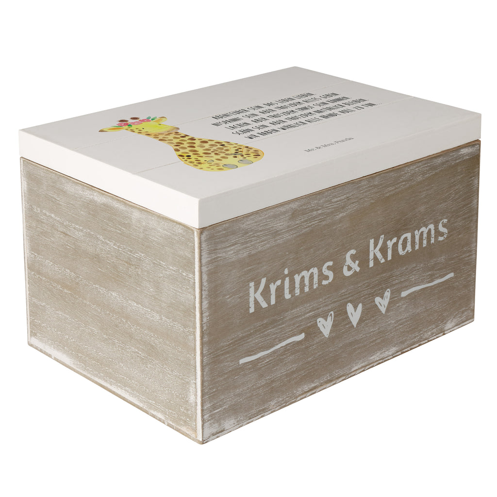 Holzkiste Giraffe Blumenkranz Holzkiste, Kiste, Schatzkiste, Truhe, Schatulle, XXL, Erinnerungsbox, Erinnerungskiste, Dekokiste, Aufbewahrungsbox, Afrika, Wildtiere, Giraffe, Blumenkranz, Abenteurer, Selbstliebe, Freundin