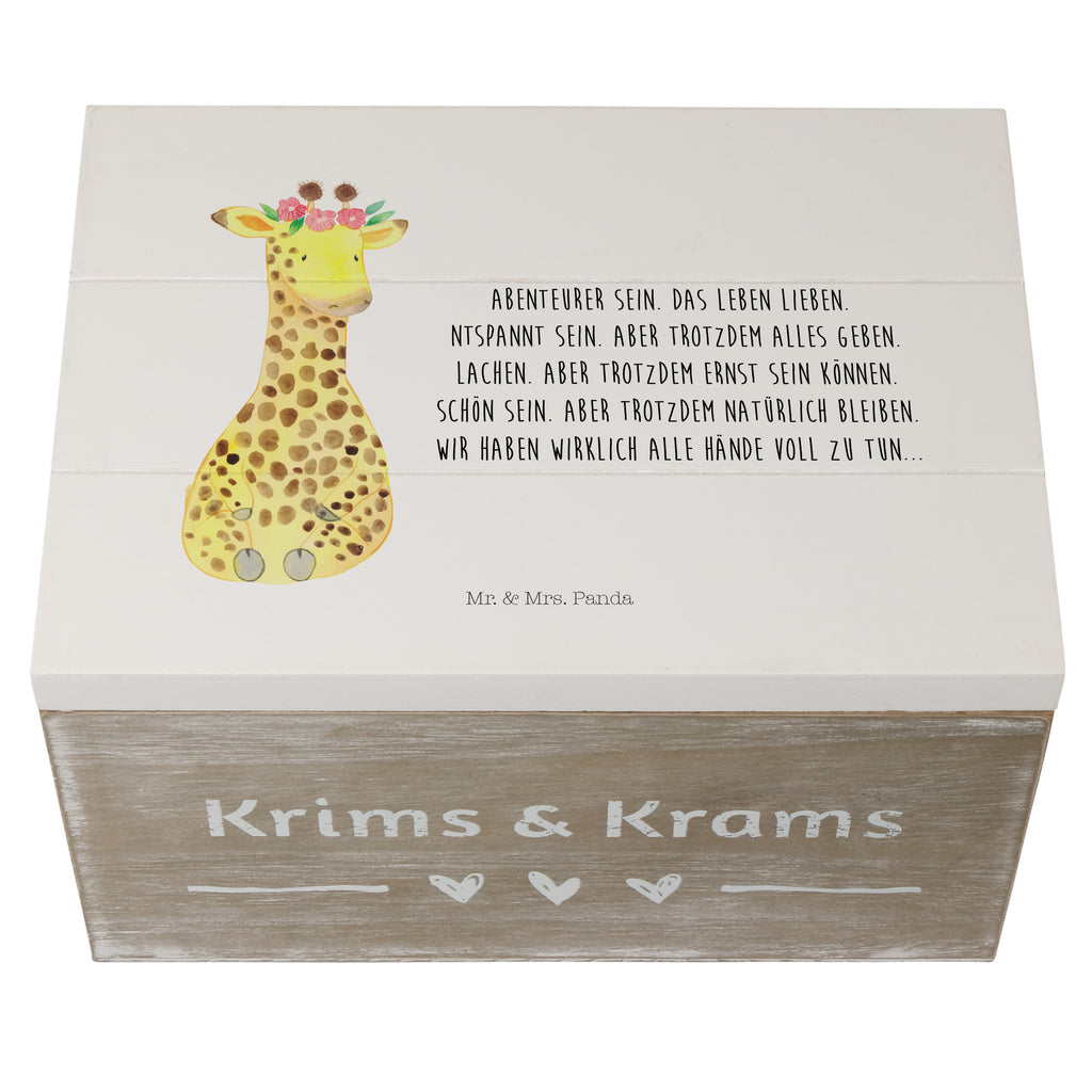 Holzkiste Giraffe Blumenkranz Holzkiste, Kiste, Schatzkiste, Truhe, Schatulle, XXL, Erinnerungsbox, Erinnerungskiste, Dekokiste, Aufbewahrungsbox, Afrika, Wildtiere, Giraffe, Blumenkranz, Abenteurer, Selbstliebe, Freundin