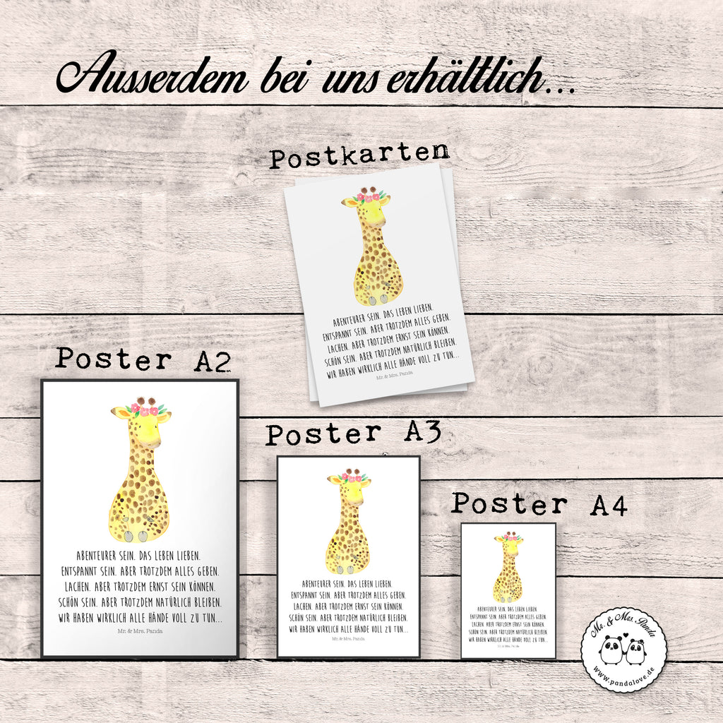 Poster Giraffe Blumenkranz Poster, Wandposter, Bild, Wanddeko, Küchenposter, Kinderposter, Wanddeko Bild, Raumdekoration, Wanddekoration, Handgemaltes Poster, Mr. & Mrs. Panda Poster, Designposter, Kunstdruck, Posterdruck, Afrika, Wildtiere, Giraffe, Blumenkranz, Abenteurer, Selbstliebe, Freundin