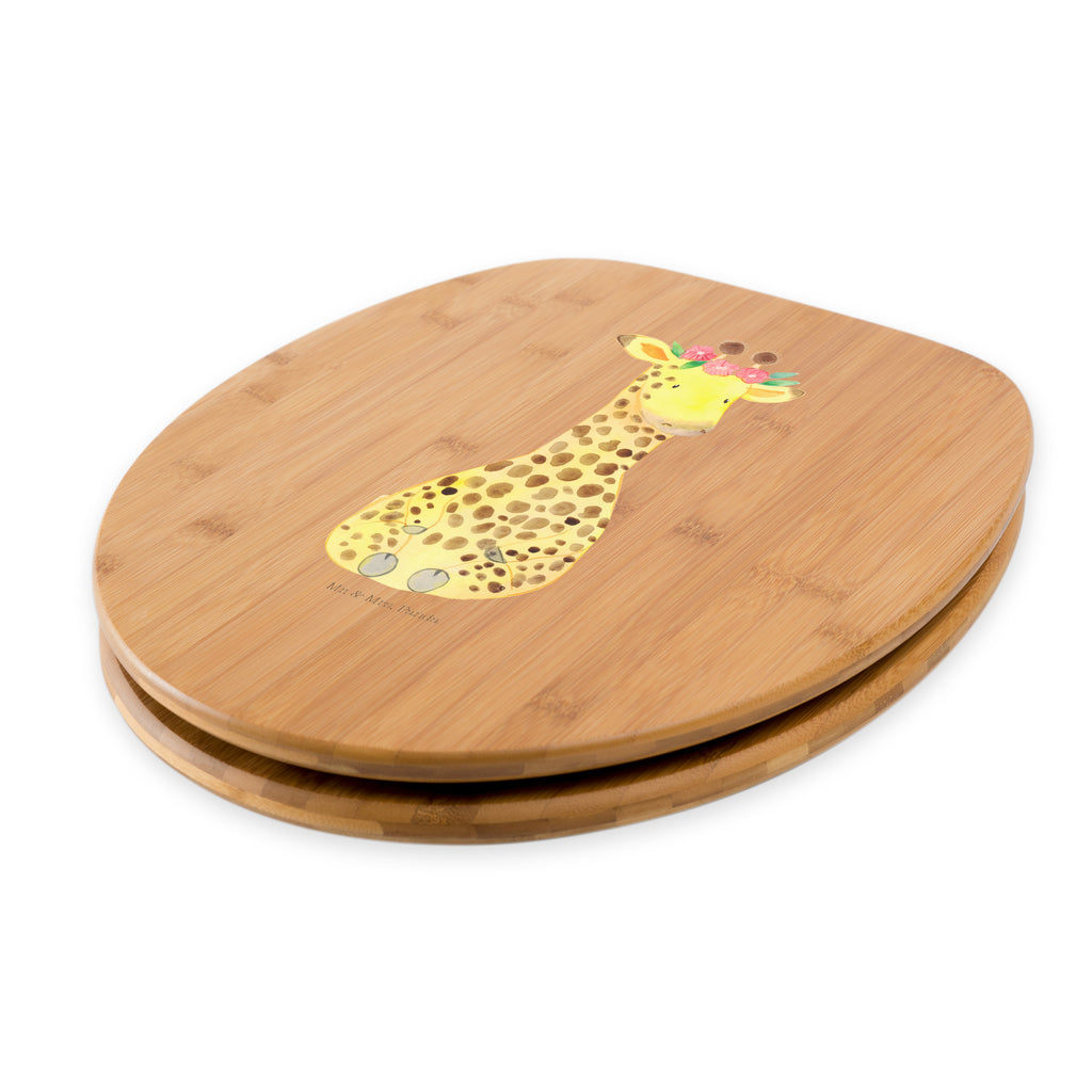 Motiv WC Sitz Giraffe Blumenkranz Klobrille, Klodeckel, Toilettendeckel, WC-Sitz, Toilette, Afrika, Wildtiere, Giraffe, Blumenkranz, Abenteurer, Selbstliebe, Freundin