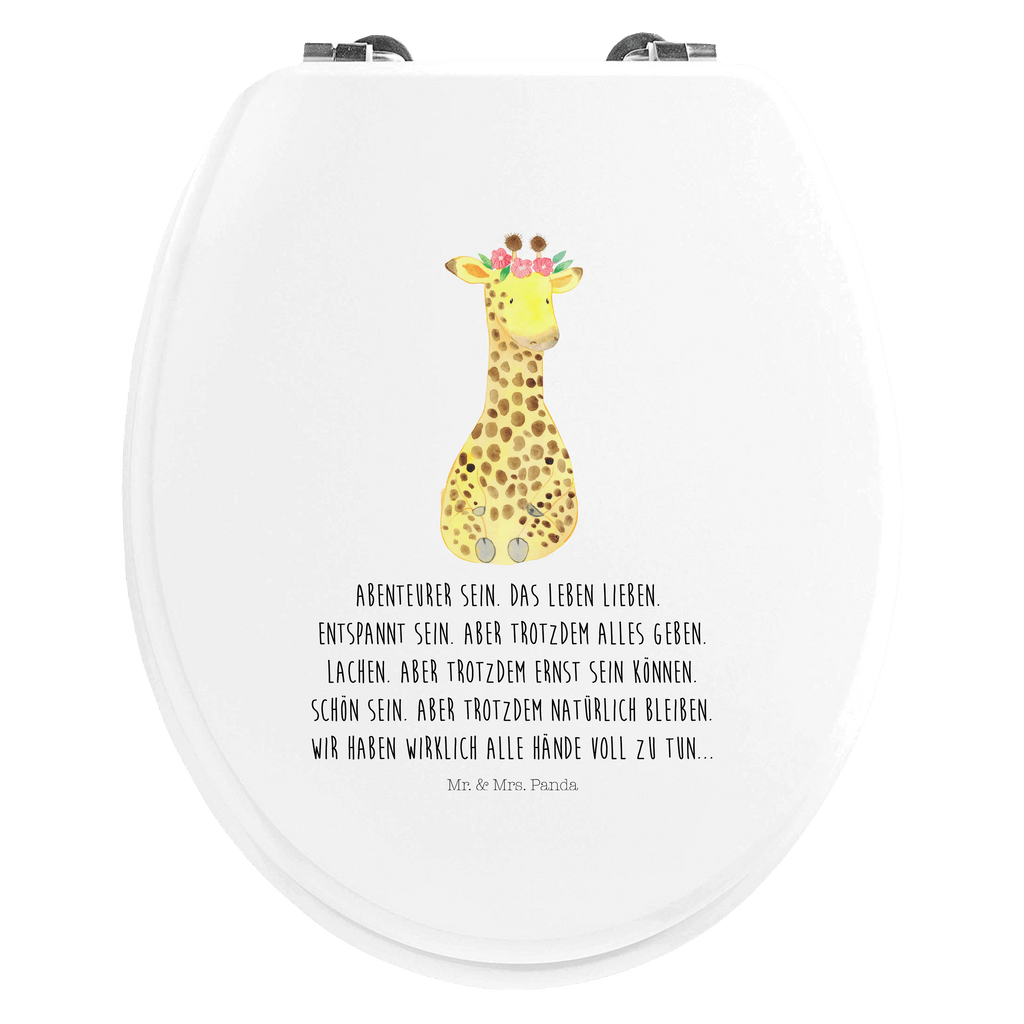 Motiv WC Sitz Giraffe Blumenkranz Klobrille, Klodeckel, Toilettendeckel, WC-Sitz, Toilette, Afrika, Wildtiere, Giraffe, Blumenkranz, Abenteurer, Selbstliebe, Freundin