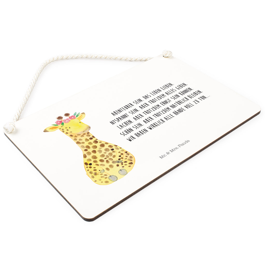 Deko Schild Giraffe Blumenkranz Dekoschild, Deko Schild, Schild, Tür Schild, Türschild, Holzschild, Wandschild, Wanddeko, Afrika, Wildtiere, Giraffe, Blumenkranz, Abenteurer, Selbstliebe, Freundin