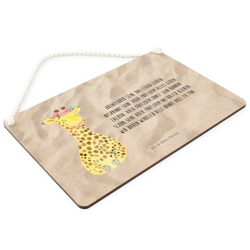 Deko Schild Giraffe Blumenkranz Dekoschild, Deko Schild, Schild, Tür Schild, Türschild, Holzschild, Wandschild, Wanddeko, Afrika, Wildtiere, Giraffe, Blumenkranz, Abenteurer, Selbstliebe, Freundin