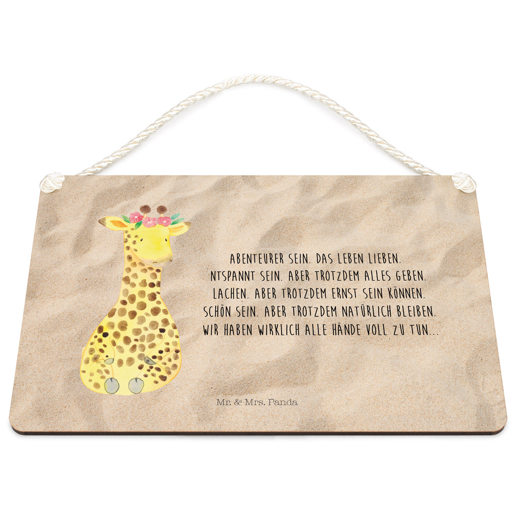 Deko Schild Giraffe Blumenkranz Dekoschild, Deko Schild, Schild, Tür Schild, Türschild, Holzschild, Wandschild, Wanddeko, Afrika, Wildtiere, Giraffe, Blumenkranz, Abenteurer, Selbstliebe, Freundin