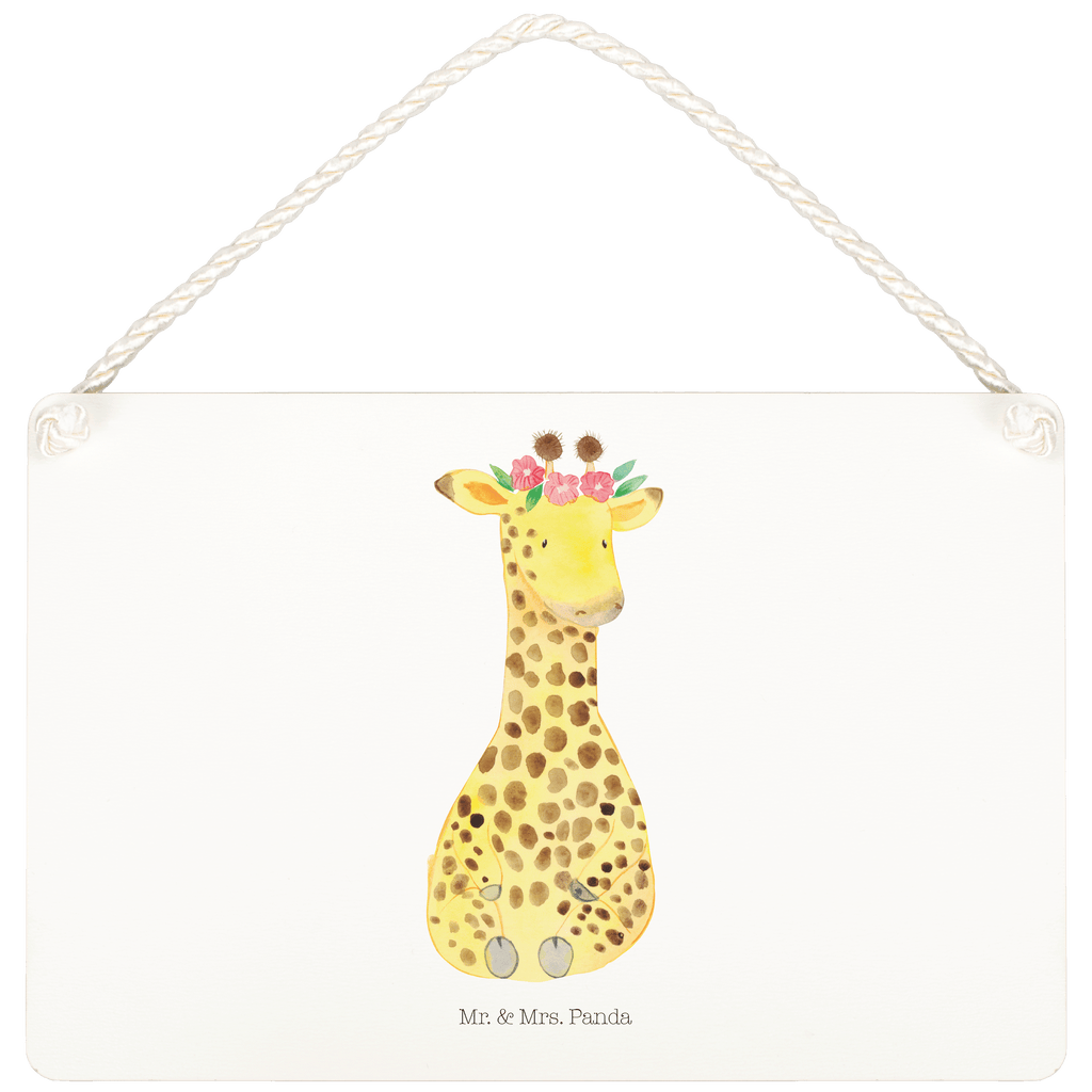 Deko Schild Giraffe Blumenkranz Dekoschild, Deko Schild, Schild, Tür Schild, Türschild, Holzschild, Wandschild, Wanddeko, Afrika, Wildtiere, Giraffe, Blumenkranz, Abenteurer, Selbstliebe, Freundin