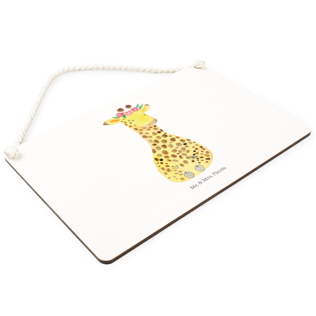 Deko Schild Giraffe Blumenkranz Dekoschild, Deko Schild, Schild, Tür Schild, Türschild, Holzschild, Wandschild, Wanddeko, Afrika, Wildtiere, Giraffe, Blumenkranz, Abenteurer, Selbstliebe, Freundin