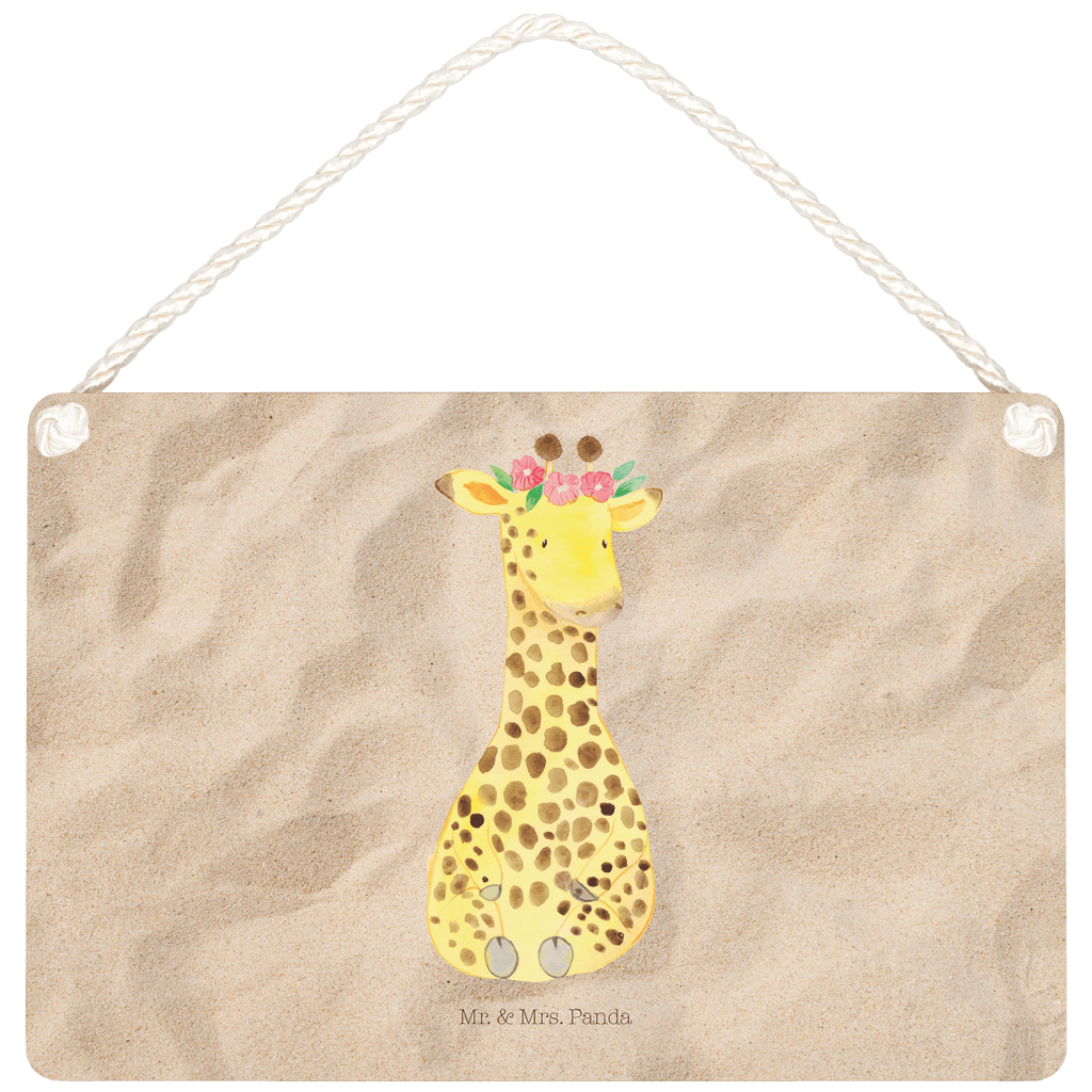 Deko Schild Giraffe Blumenkranz Dekoschild, Deko Schild, Schild, Tür Schild, Türschild, Holzschild, Wandschild, Wanddeko, Afrika, Wildtiere, Giraffe, Blumenkranz, Abenteurer, Selbstliebe, Freundin