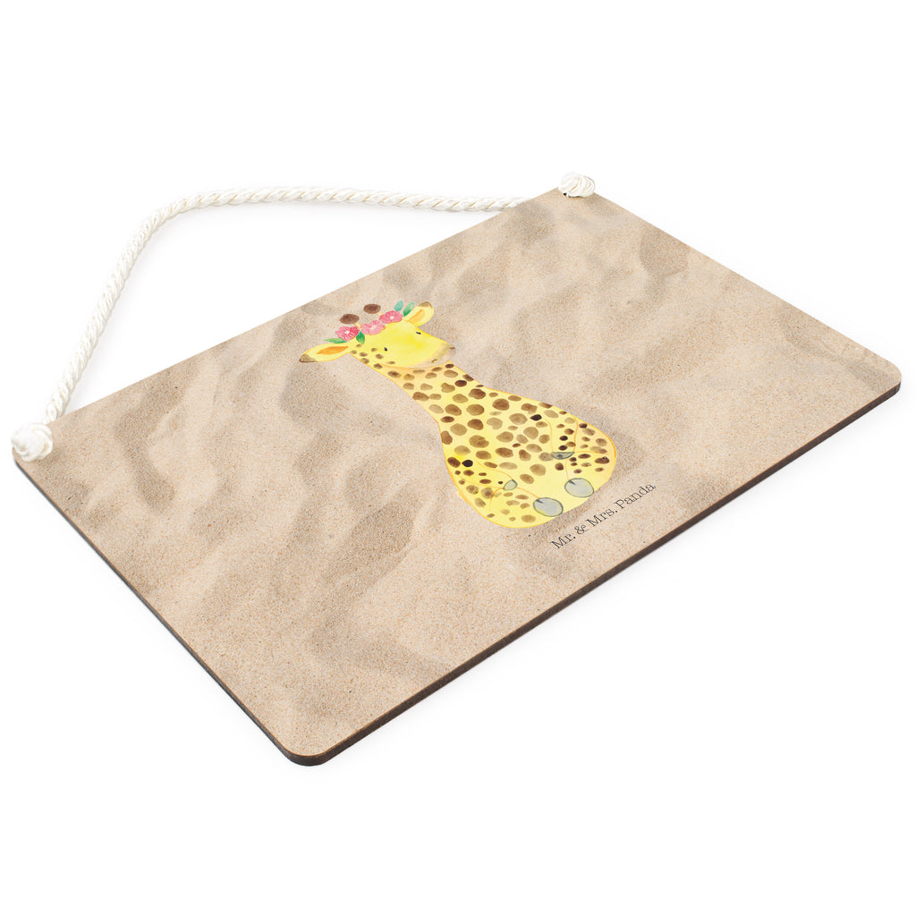 Deko Schild Giraffe Blumenkranz Dekoschild, Deko Schild, Schild, Tür Schild, Türschild, Holzschild, Wandschild, Wanddeko, Afrika, Wildtiere, Giraffe, Blumenkranz, Abenteurer, Selbstliebe, Freundin