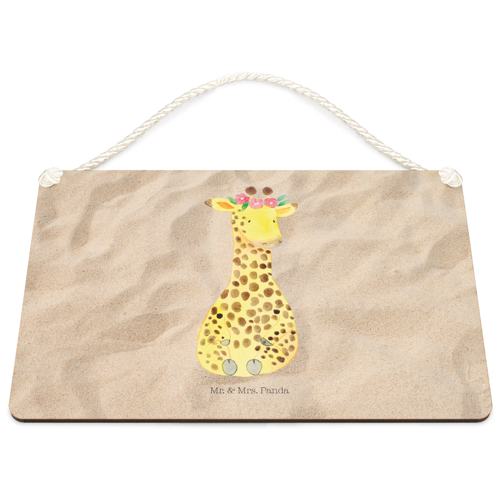 Deko Schild Giraffe Blumenkranz Dekoschild, Deko Schild, Schild, Tür Schild, Türschild, Holzschild, Wandschild, Wanddeko, Afrika, Wildtiere, Giraffe, Blumenkranz, Abenteurer, Selbstliebe, Freundin