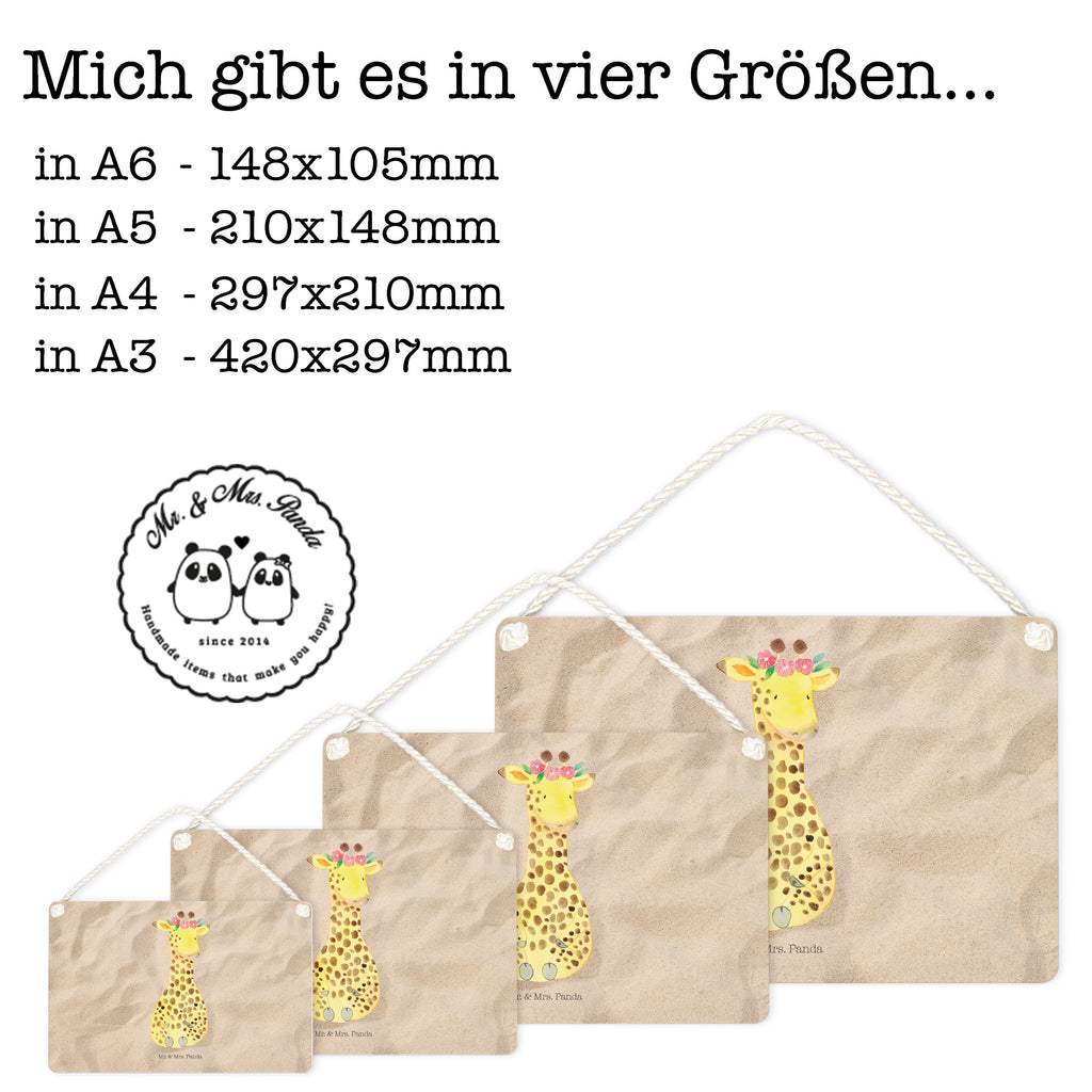 Deko Schild Giraffe Blumenkranz Dekoschild, Deko Schild, Schild, Tür Schild, Türschild, Holzschild, Wandschild, Wanddeko, Afrika, Wildtiere, Giraffe, Blumenkranz, Abenteurer, Selbstliebe, Freundin