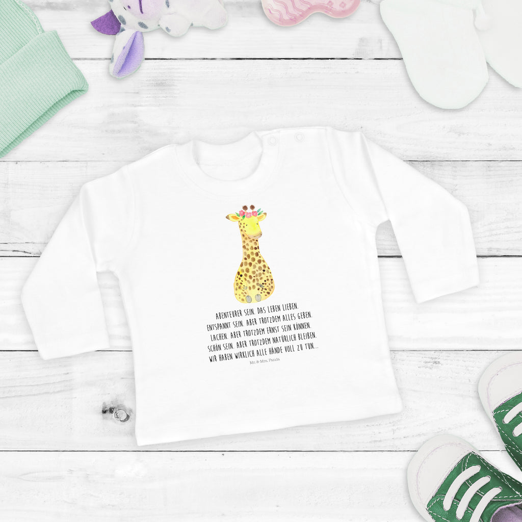 12-18 Monate Baby Longsleeve Giraffe Blumenkranz Mädchen, Jungen, Baby, Langarm, Bio, Kleidung, Afrika, Wildtiere, Giraffe, Blumenkranz, Abenteurer, Selbstliebe, Freundin