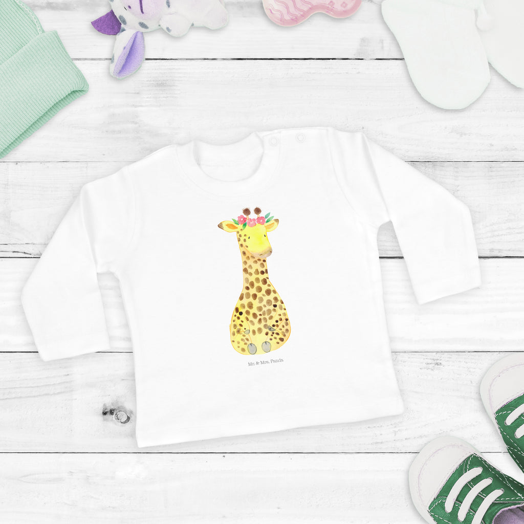 12-18 Monate Baby Longsleeve Giraffe Blumenkranz Mädchen, Jungen, Baby, Langarm, Bio, Kleidung, Afrika, Wildtiere, Giraffe, Blumenkranz, Abenteurer, Selbstliebe, Freundin