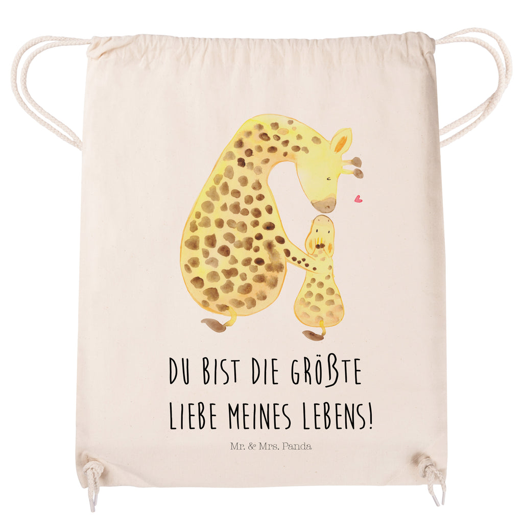Sportbeutel Giraffe mit Kind Turnbeutel, Beutel, Sporttasche, Tasche, Stoffbeutel, Afrika, Wildtiere, Giraffe, Kind, Mutter, Mama, Tochter, Sohn, Lieblingsmensch
