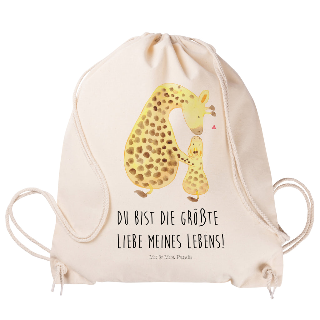 Sportbeutel Giraffe mit Kind Turnbeutel, Beutel, Sporttasche, Tasche, Stoffbeutel, Afrika, Wildtiere, Giraffe, Kind, Mutter, Mama, Tochter, Sohn, Lieblingsmensch