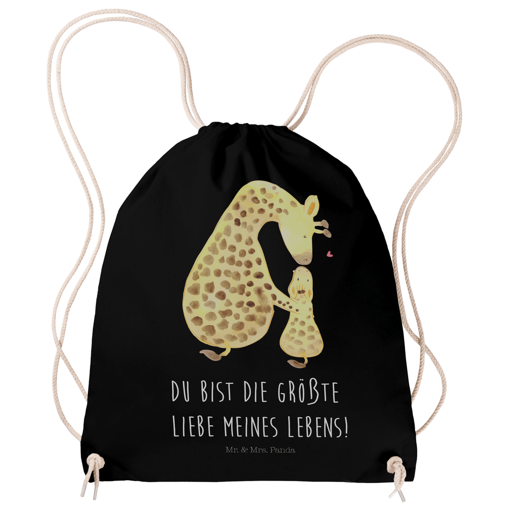 Sportbeutel Giraffe mit Kind Turnbeutel, Beutel, Sporttasche, Tasche, Stoffbeutel, Afrika, Wildtiere, Giraffe, Kind, Mutter, Mama, Tochter, Sohn, Lieblingsmensch