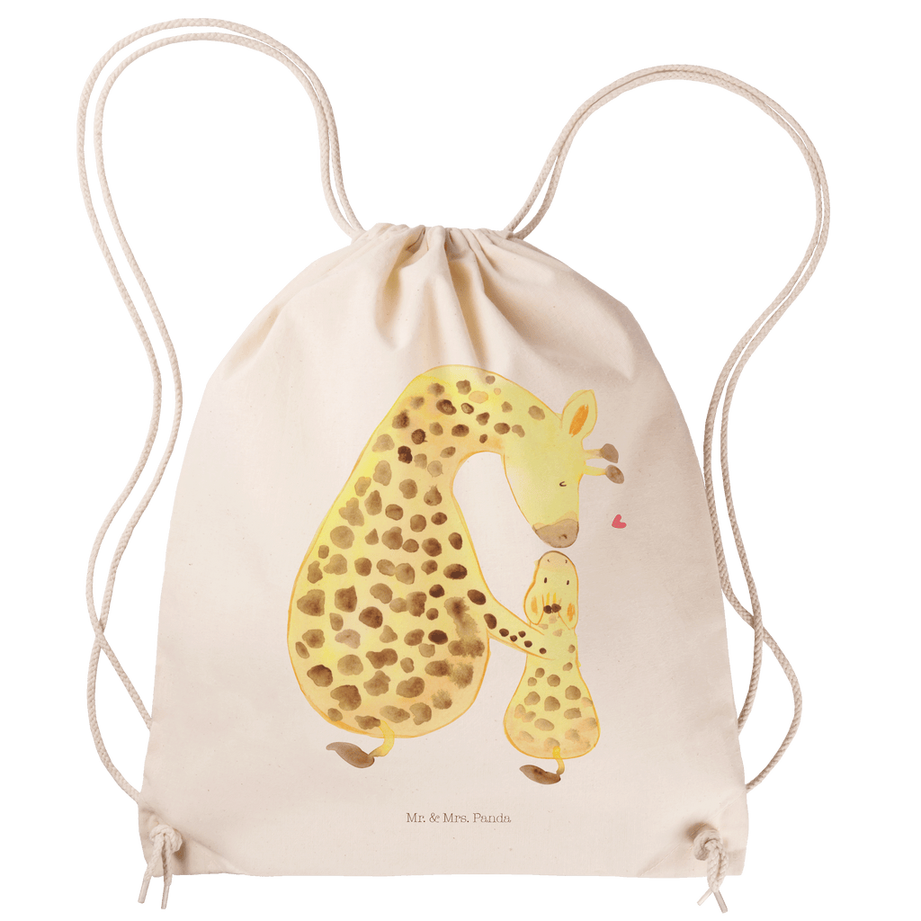 Sportbeutel Giraffe mit Kind Turnbeutel, Beutel, Sporttasche, Tasche, Stoffbeutel, Afrika, Wildtiere, Giraffe, Kind, Mutter, Mama, Tochter, Sohn, Lieblingsmensch