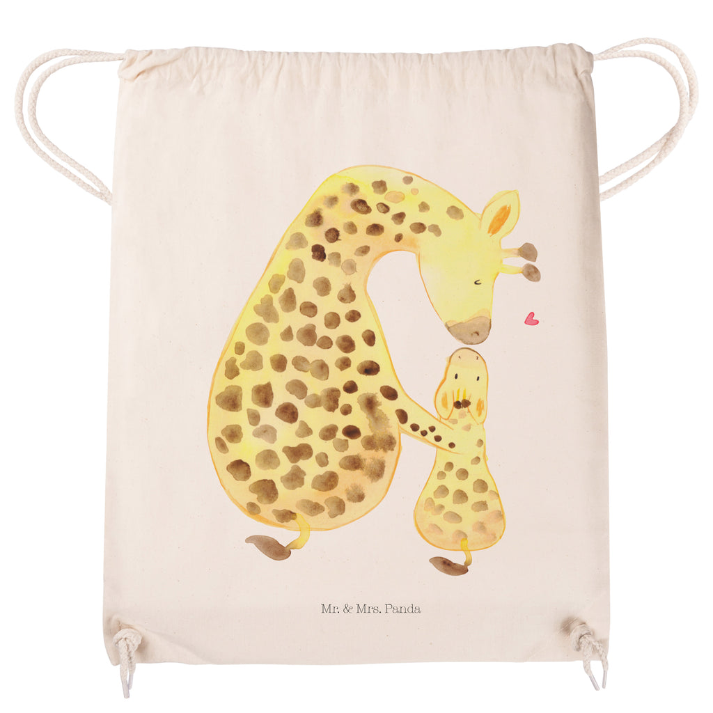 Sportbeutel Giraffe mit Kind Turnbeutel, Beutel, Sporttasche, Tasche, Stoffbeutel, Afrika, Wildtiere, Giraffe, Kind, Mutter, Mama, Tochter, Sohn, Lieblingsmensch