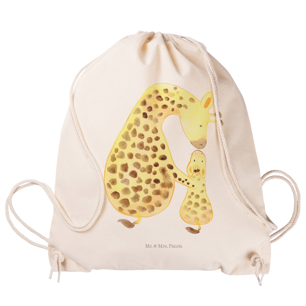 Sportbeutel Giraffe mit Kind Turnbeutel, Beutel, Sporttasche, Tasche, Stoffbeutel, Afrika, Wildtiere, Giraffe, Kind, Mutter, Mama, Tochter, Sohn, Lieblingsmensch