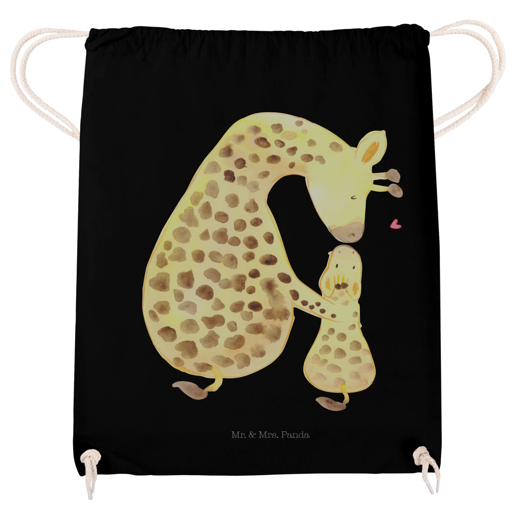 Sportbeutel Giraffe mit Kind Turnbeutel, Beutel, Sporttasche, Tasche, Stoffbeutel, Afrika, Wildtiere, Giraffe, Kind, Mutter, Mama, Tochter, Sohn, Lieblingsmensch