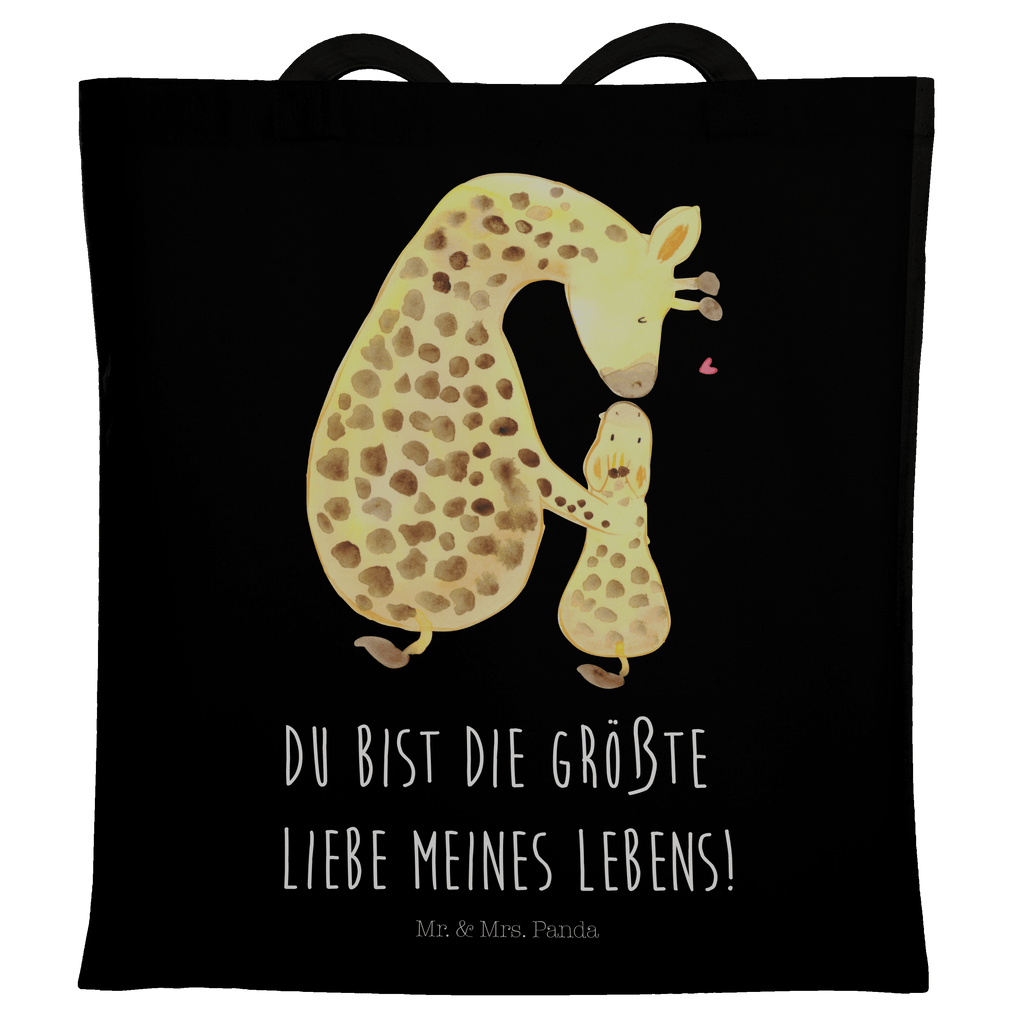 Tragetasche Giraffe mit Kind Beuteltasche, Beutel, Einkaufstasche, Jutebeutel, Stoffbeutel, Afrika, Wildtiere, Giraffe, Kind, Mutter, Mama, Tochter, Sohn, Lieblingsmensch