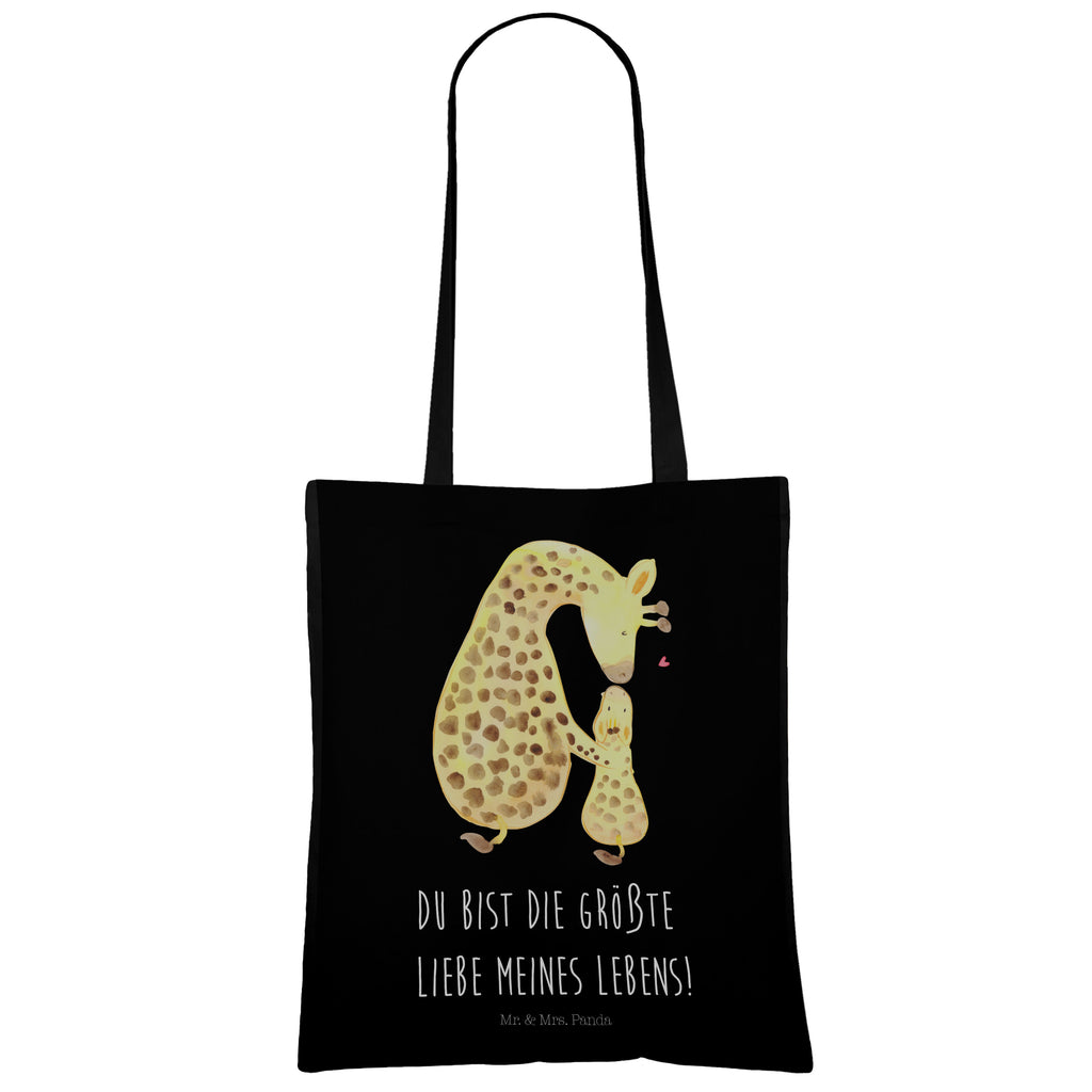 Tragetasche Giraffe mit Kind Beuteltasche, Beutel, Einkaufstasche, Jutebeutel, Stoffbeutel, Afrika, Wildtiere, Giraffe, Kind, Mutter, Mama, Tochter, Sohn, Lieblingsmensch