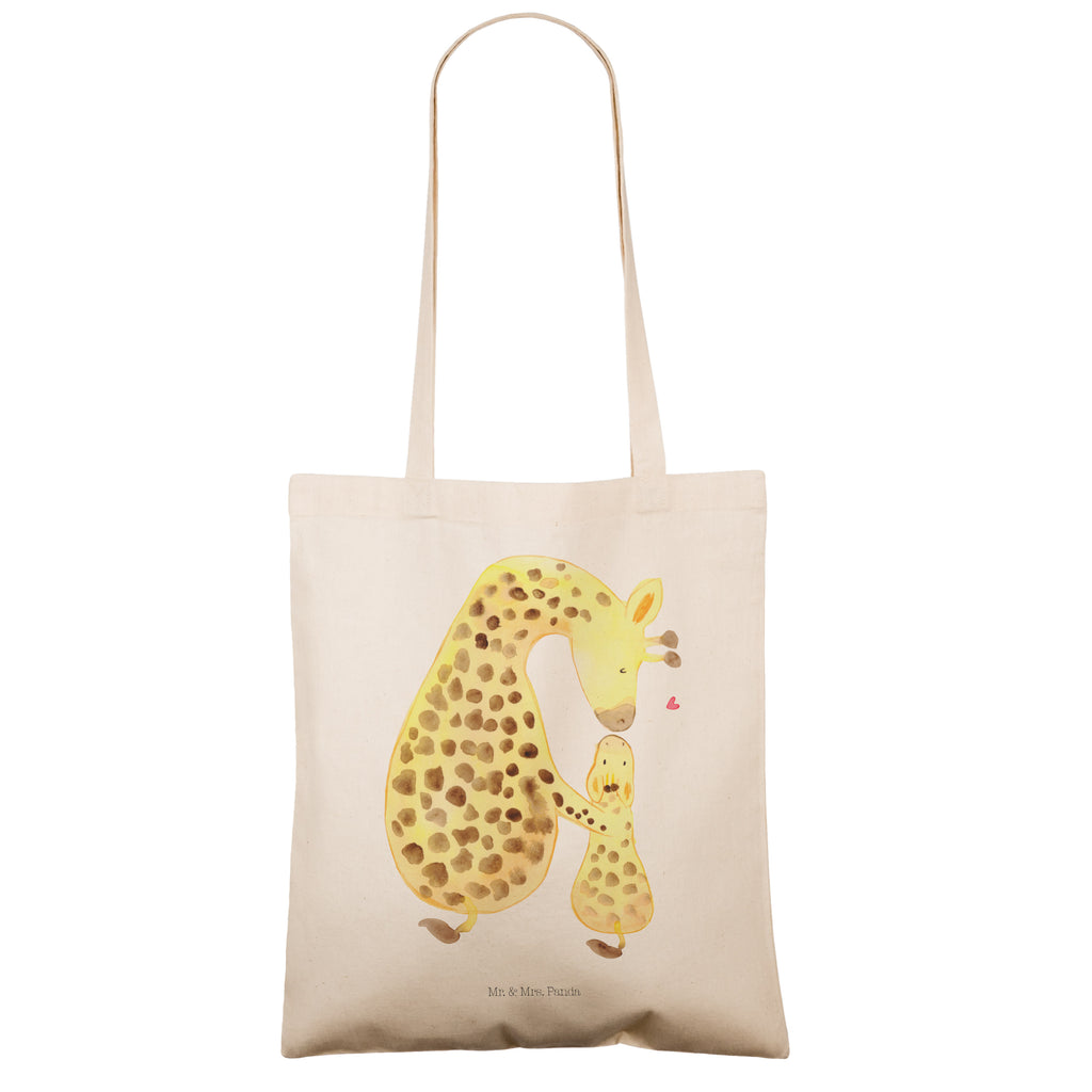 Tragetasche Giraffe mit Kind Beuteltasche, Beutel, Einkaufstasche, Jutebeutel, Stoffbeutel, Afrika, Wildtiere, Giraffe, Kind, Mutter, Mama, Tochter, Sohn, Lieblingsmensch