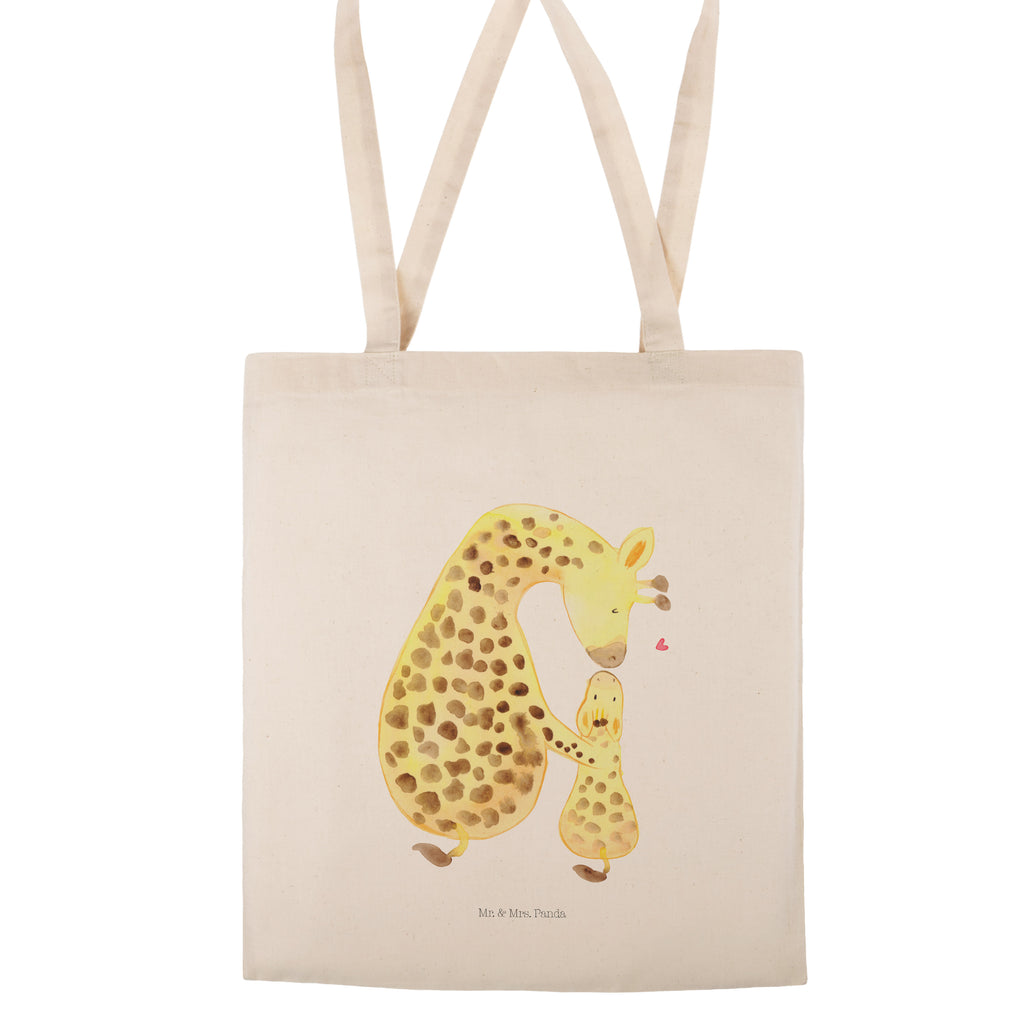 Tragetasche Giraffe mit Kind Beuteltasche, Beutel, Einkaufstasche, Jutebeutel, Stoffbeutel, Afrika, Wildtiere, Giraffe, Kind, Mutter, Mama, Tochter, Sohn, Lieblingsmensch